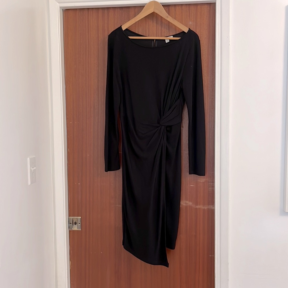 Halogen Wool Blend Knee Length Black Dress